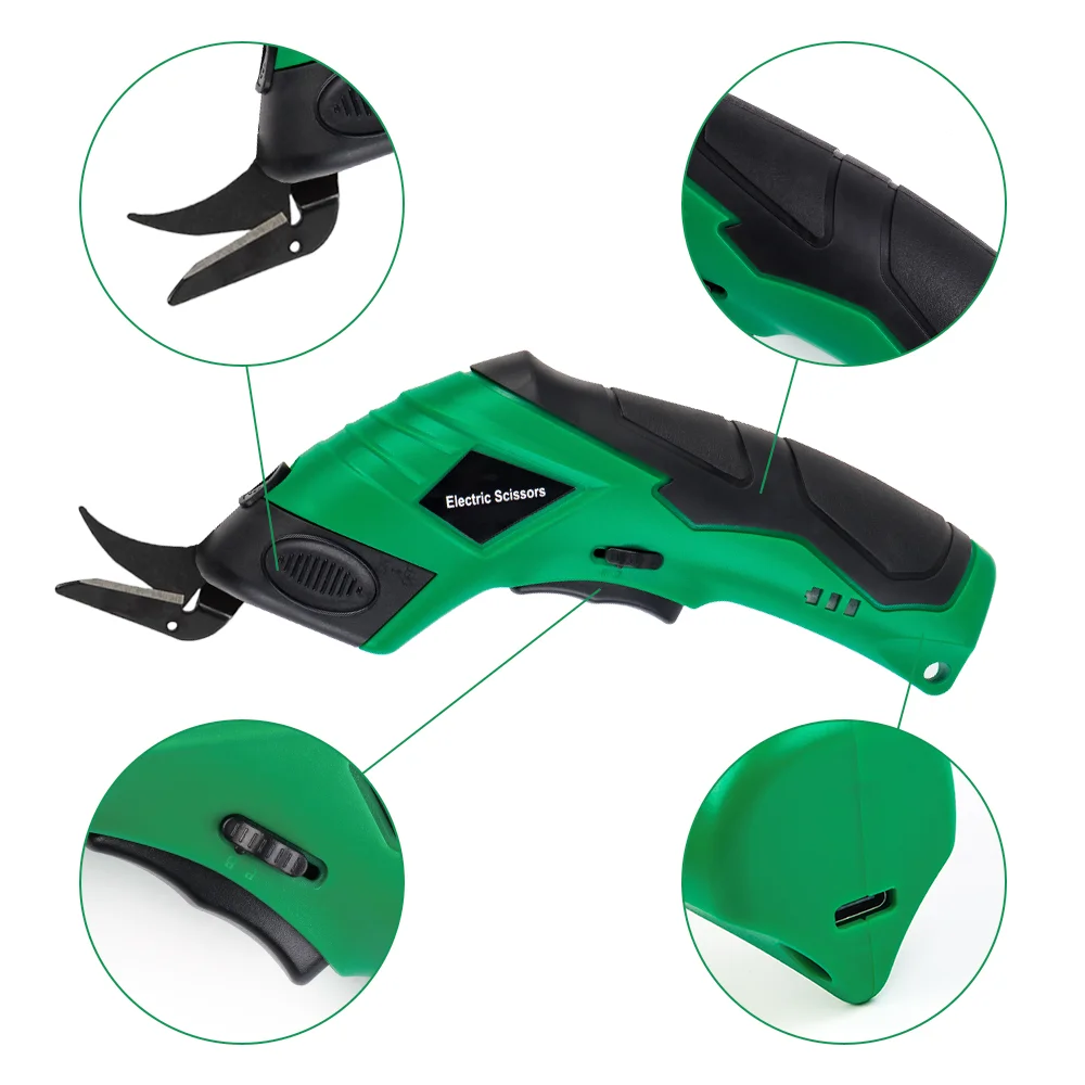 4V Electric Scissors, Home USB Charging, Cordless Sewing Scissors DIY Leather/Fabric/Cardboard Cutting Tools, Tufting Scissors