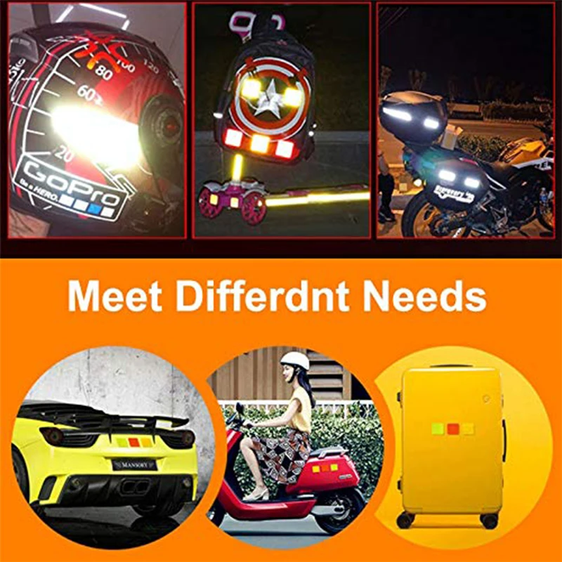20pcs Car Bumper Reflective Stickers Reflective Warning Strip Tape Secure Auto Motorcycle Bike Reflector Stickers Decals