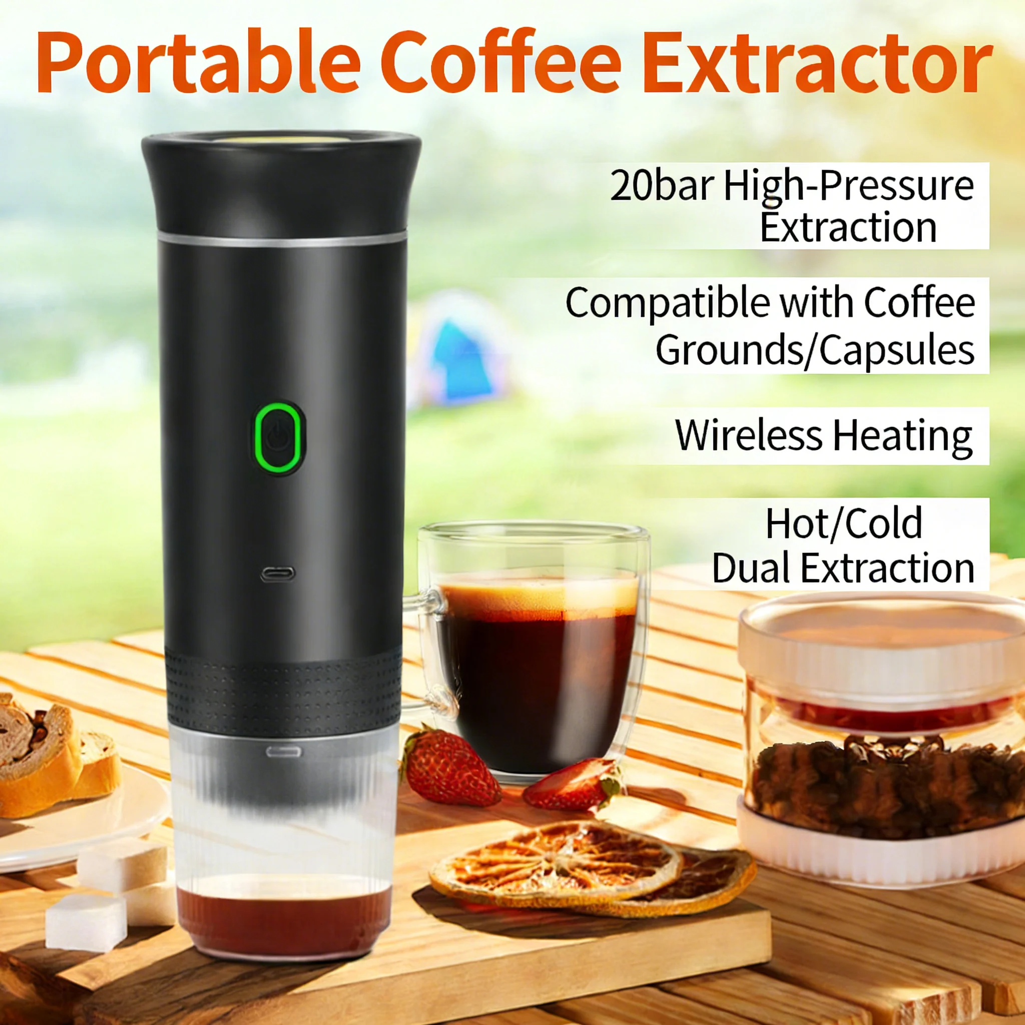

Portable Capsule Coffee Machine Small Household Electric Espresso Maker for Outdoor Use
