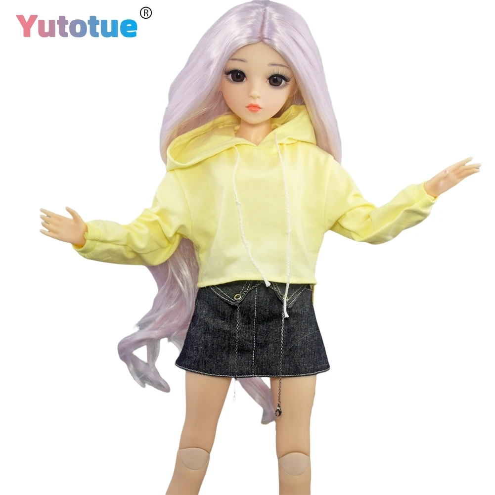

YUTOTUE 1/3 BJD Doll Toy 60cm Height Girl Doll Wavy Wigs Clothes Skirt Shoes Full Set Lifelike
