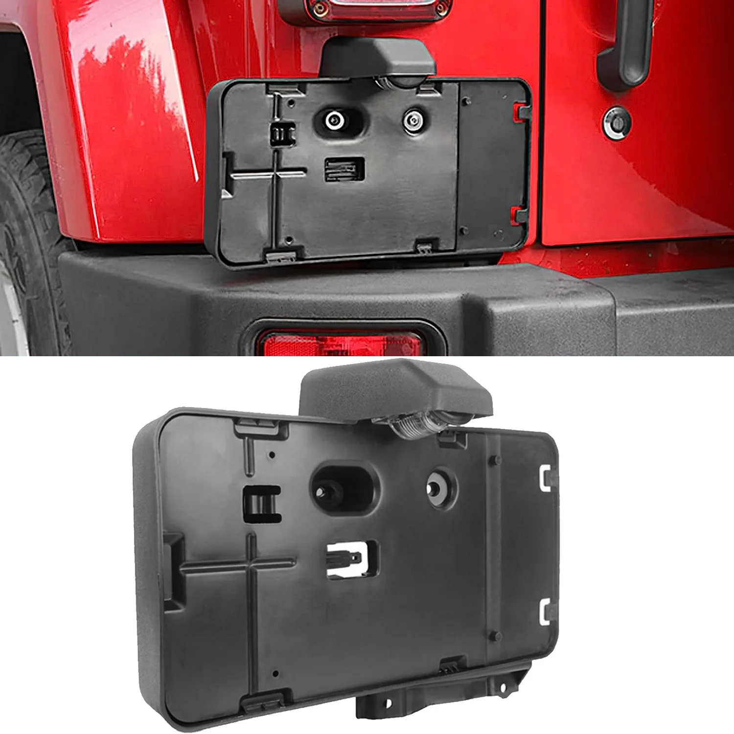 Car Rear License Plate Holder Frame with Light Mounting Bracket For Jeep Wrangler JK 2007-2017