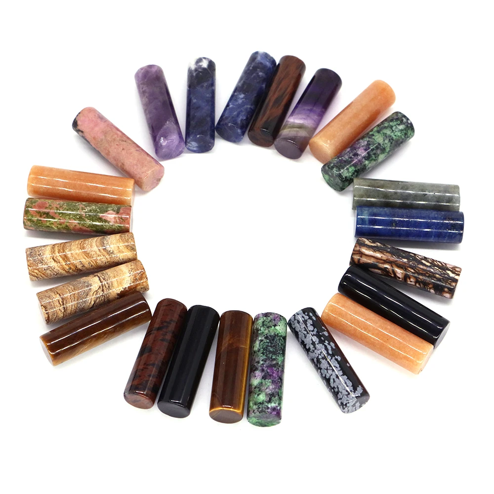 

10x35mm Cylinder Wand Natural Stone Crystal Healing Energy Polished Mineral Gemstones Crafts DIY Jewelry Making Lots Wholesale