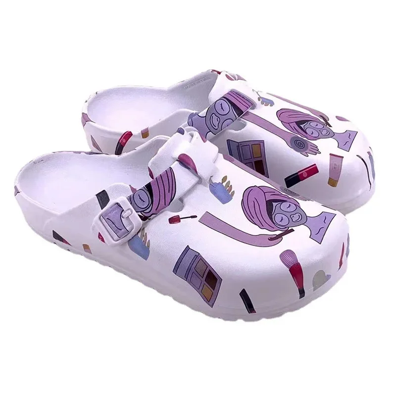 2023 EVA  Female Nurse Half Slippers Printed Outdoor Slippers Laboratory Soft Sole Trend  Couple Slippers Wholesale