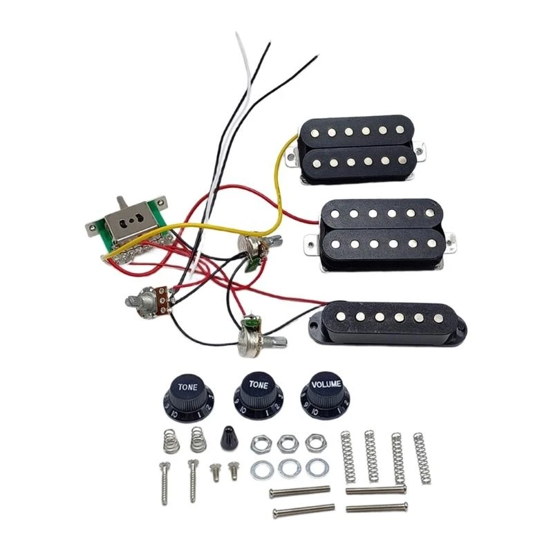 2 Tone 1 Volumes 5 Way Switch Electric Guitar Replacement Part Set Single Coil Pickups with Prewired Wiring Harness Set