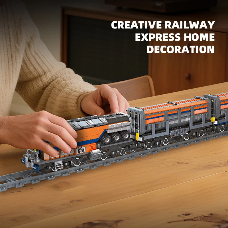 

New 59096 1827pcs MOC Railway Express Building Blocks Assembling Train Tracks Bricks Model DIY Toys for Boys Birthday Gift Set