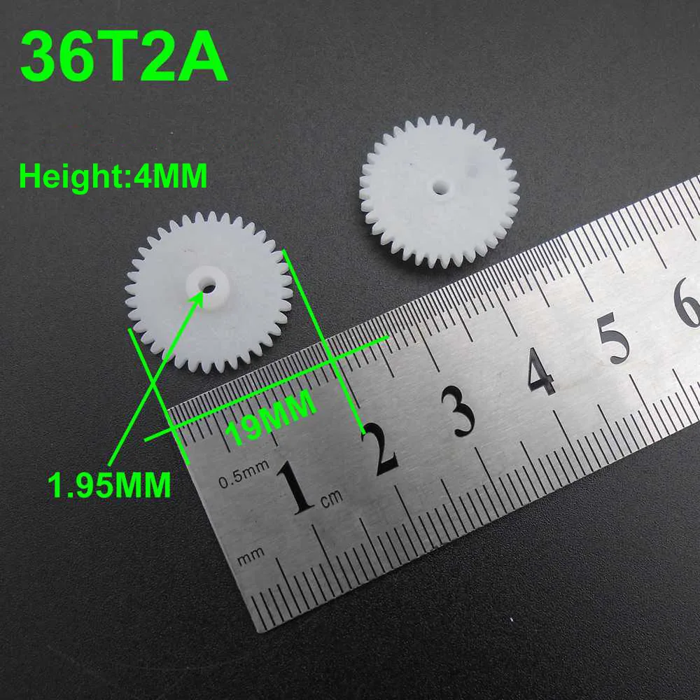 20Pcs 0.5M 362A 4X19MM 0.5 Modulus Plastic Spur Gear 36 Teeth (36T) for DIY Bore Hole Aperture 2mm 1.95mm 2A Tight Height 4-5MM
