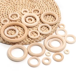 15-120mm Round Wooden Ring Natural Wooden for DIY Handicraft Decoration Accessories Curtain Wooden Ring Handbag Carrying Rings
