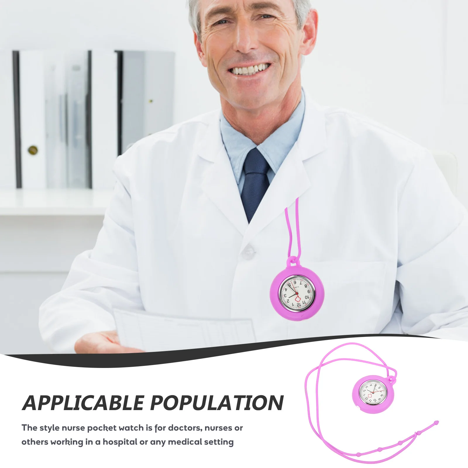 1 قطعة ساعة جيب معلقة سيليكون ممرضة ساعة طبية خفيفة الوزن لمحترفي الرعاية الصحية ملابس العمل الأنيقة #3