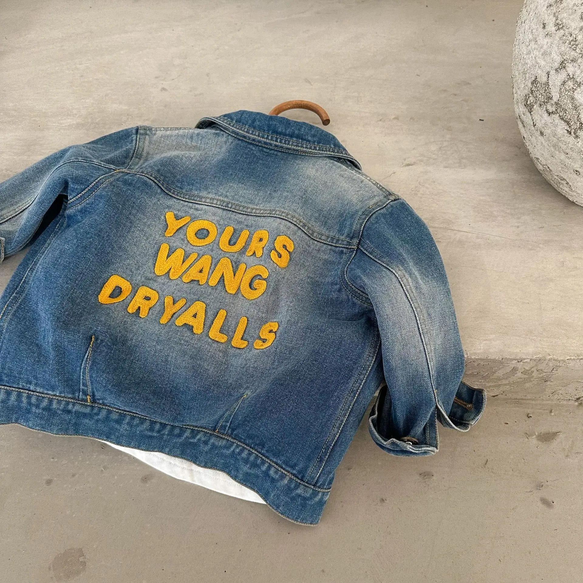 Coat Vintage Towel Embroidery Coat Boys Grils Baby Letter Denim Jacket Spring Autumn New Fashionable Comfortable