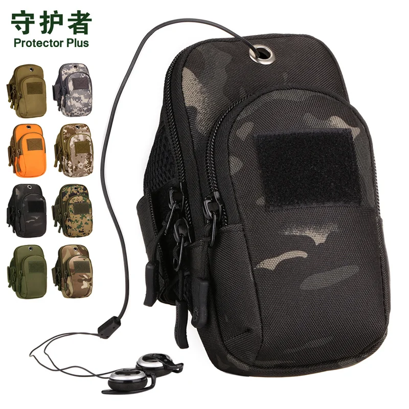 

Protector Plus Tactical Armband Phone Holder Running Arm Bag for 5.8 Phones Nylon Outdoor Sports Arm Pouch with Earphone Hole
