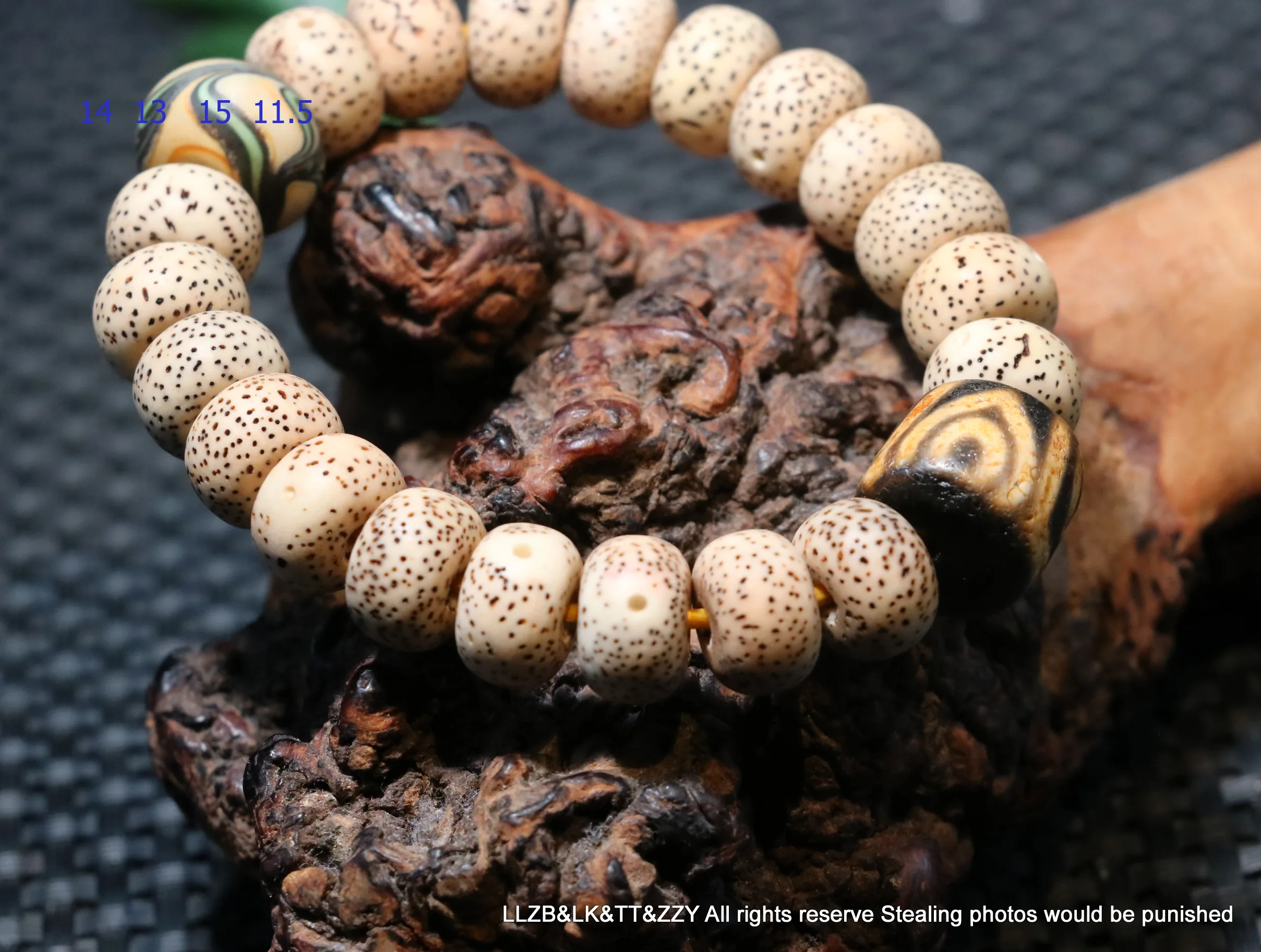 Energy Tibetan old Agate dZi Bead Color Glazed Bodhi tree Bead Knitted Bracelet LKbrother Sauces UPD0901