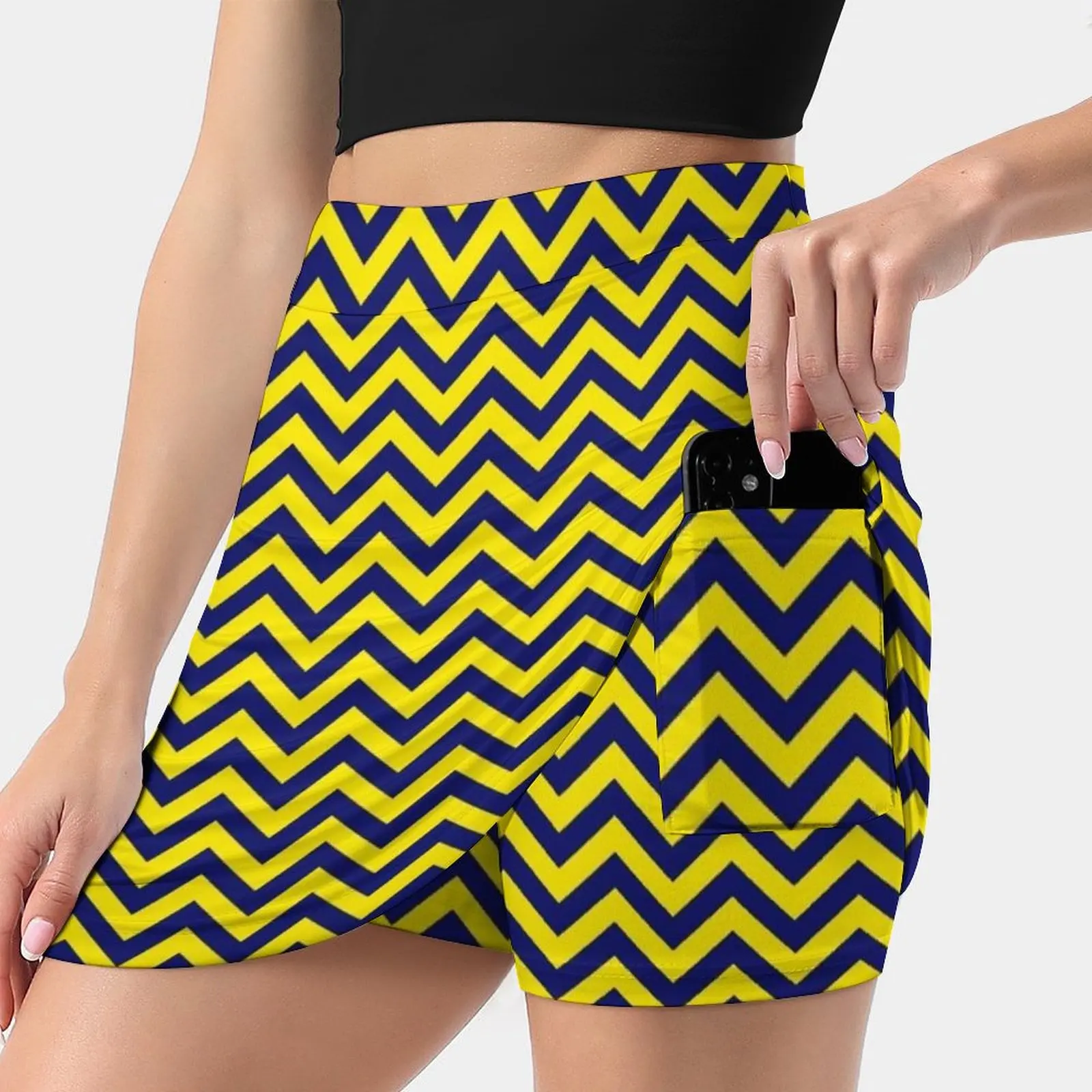 Chaos Sequence Women's skirt Y2K Summer Clothes 2022 Kpop Style Trouser Skirt With Pocket Pattern Yellow Blue Navy Blue The