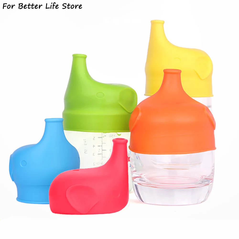 1Pc 30G Elephant-Shaped Soft Silicone Cup Mouth Cover For Children Training Suction Cup Drink Bottle Spill-proof Cap Nozzle