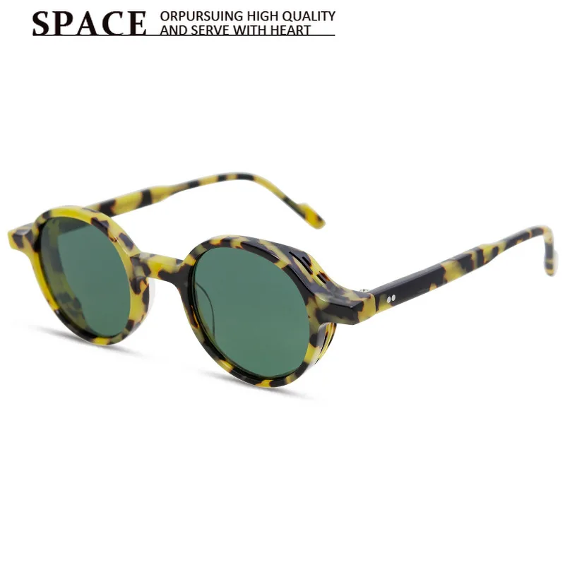 

2026 New Vintage Classic Tortoise Print Small Round Frame Luxury Sunglasses HD Nylon Lens Anti-UV Unisex Fashion Sun Glasses