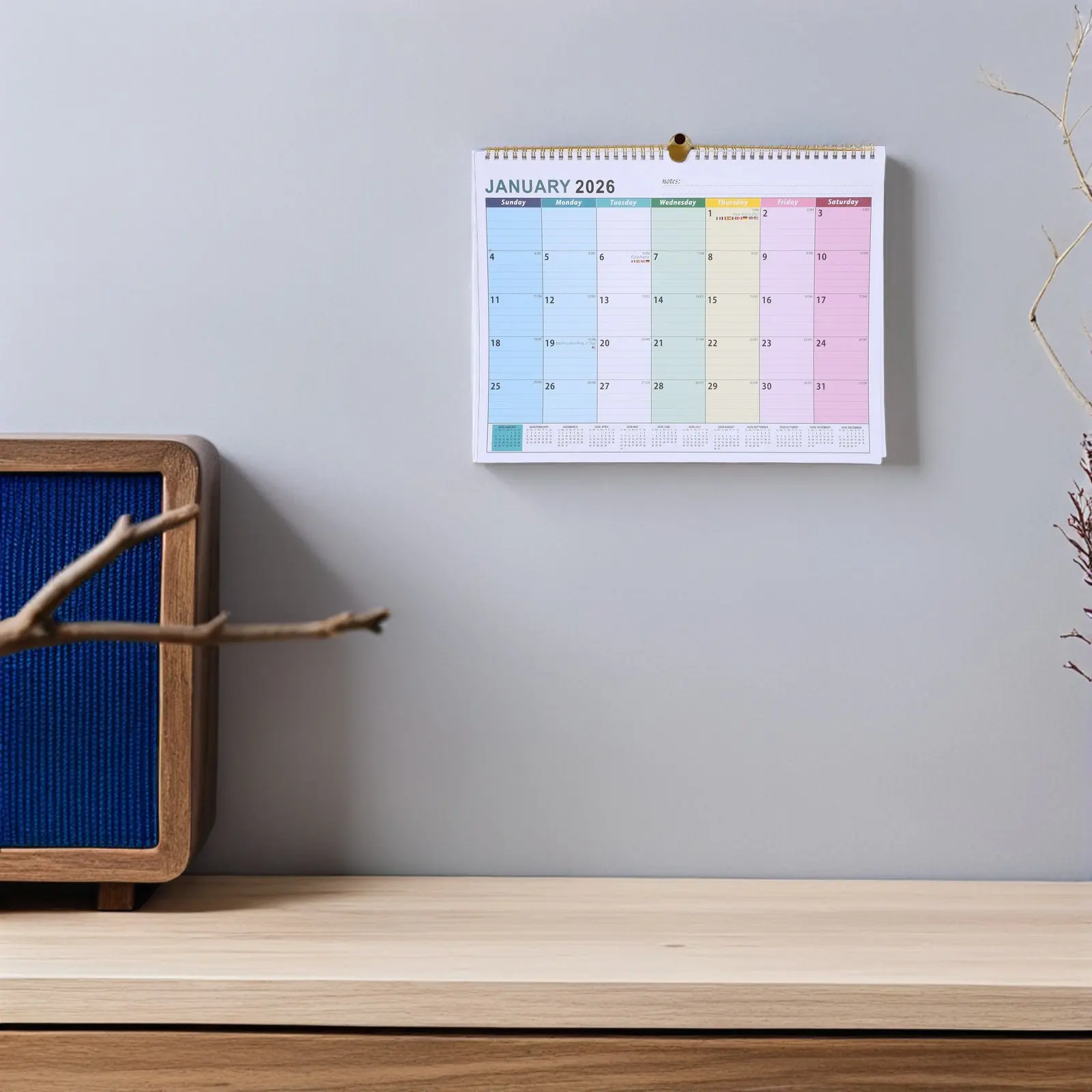 

Настенный календарь-планировщик на 2026 год для дома и офиса, ежемесячный, из плотной бумаги, для ежедневного планирования