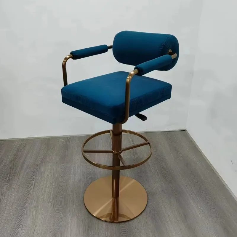 Best Modern Luxury Bar Stool High Quality Stainless Steel Velvet Padded Simple Iron