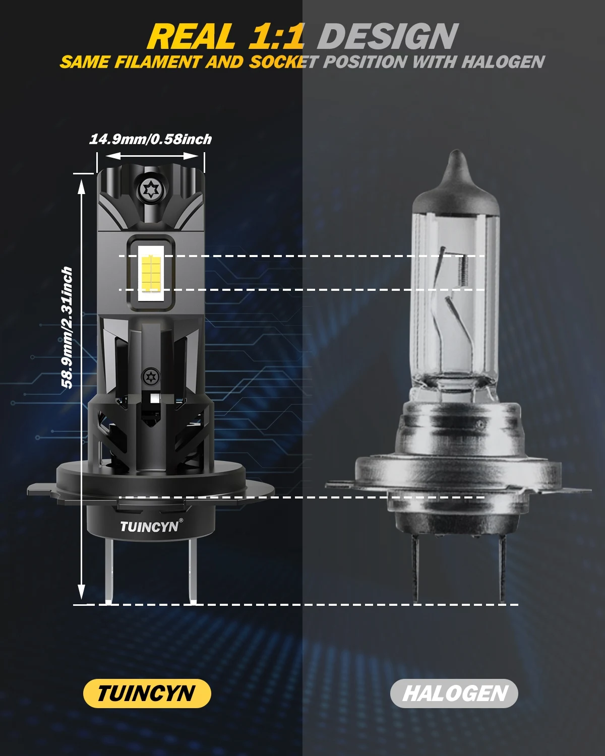 2pcs H7 LED Headlight Bulbs Super Bright Powerful No Adapter Required Car Turbo Diode White Moto Fog Lamp 12v DC H18 High Power