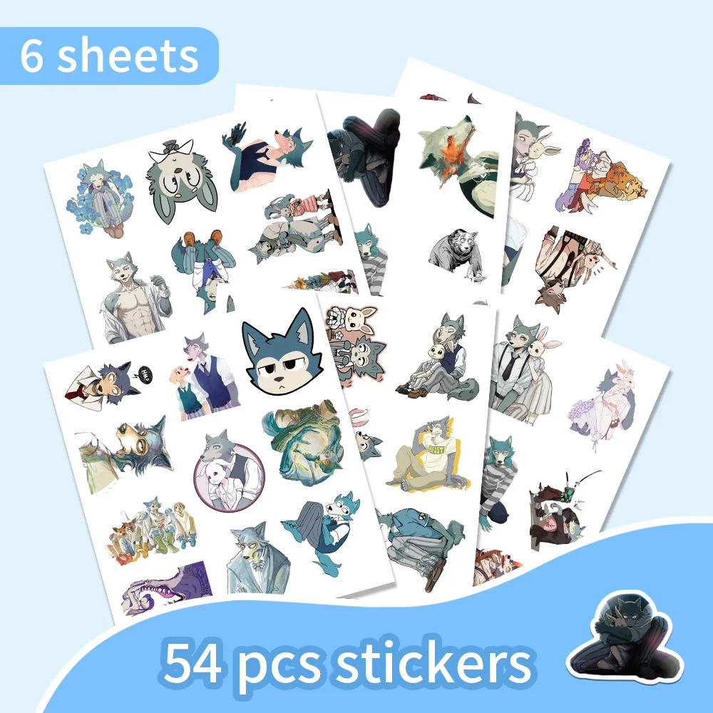 

54PCS BEASTARS Stickers Animal Style Anime Graffiti Funny Cartoon Sticker Kids Toys Suitcase Fridge Laptop Guitar Car Bike Gifts