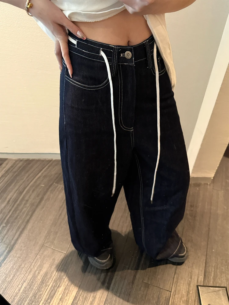 

Американские ретро-джинсы свободного кроя с широкими штанинами для женщин, длинные, свободные, джинсовые брюки, свободный крой, на талии, весна-лето