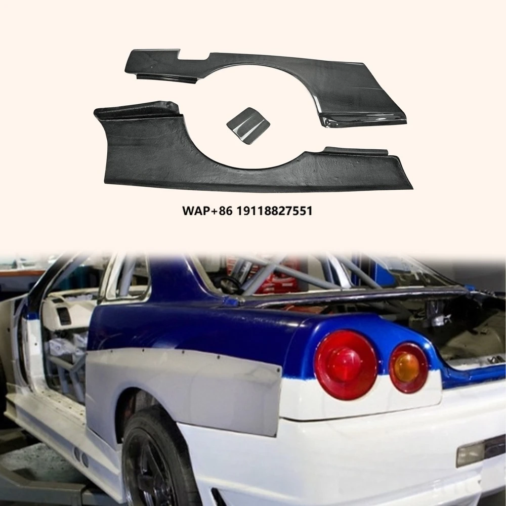 

For Skyline R34 (GTT Only) GTR-STYLE Carbon Fiber Rear Wider Fender Pair