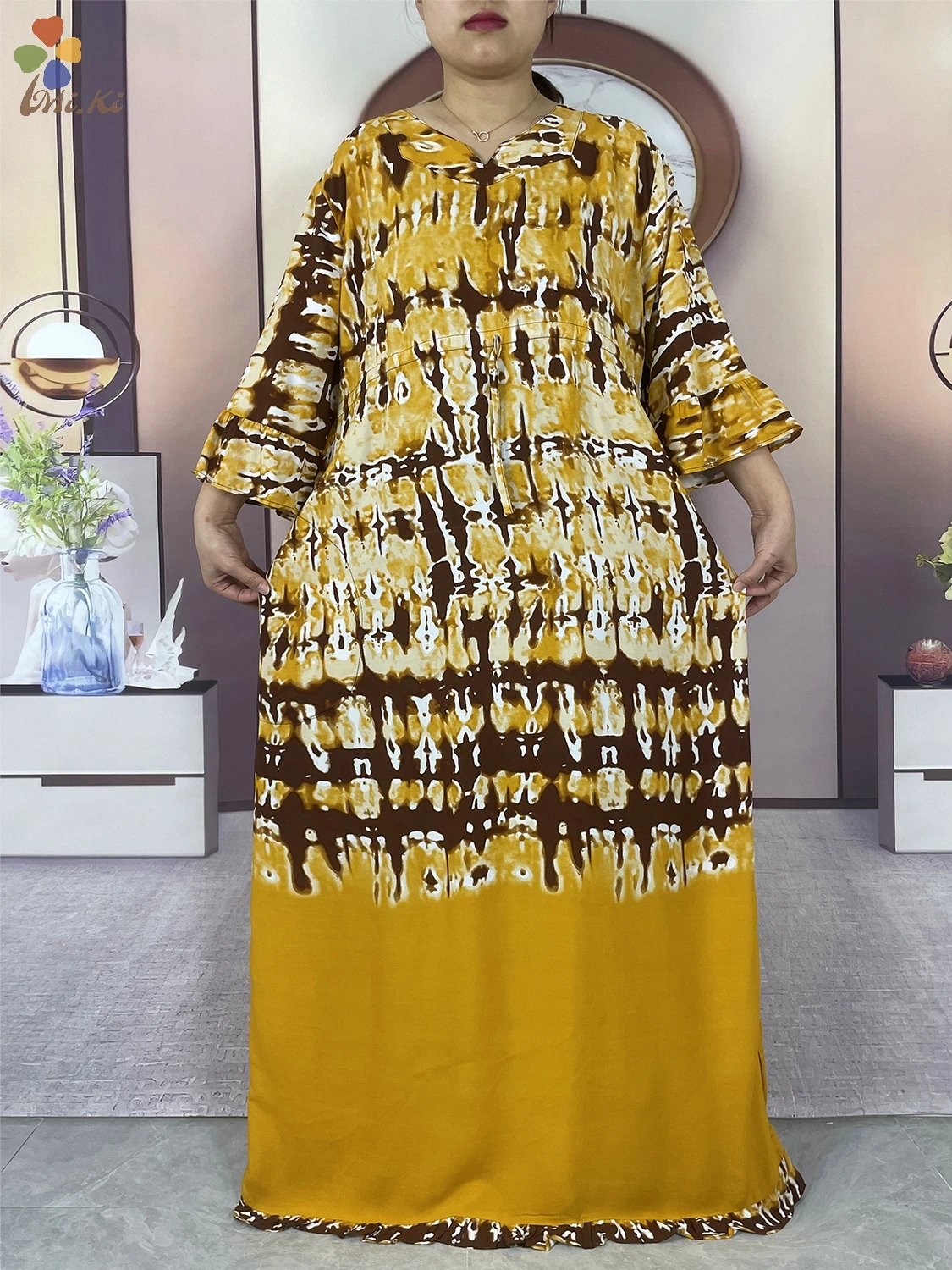 2024 Latest African Women Party Dresses Lace Scarves Cotton Tie Dyed Loose Dresses Boubou Maxi Islamic Long sleeved Clothing