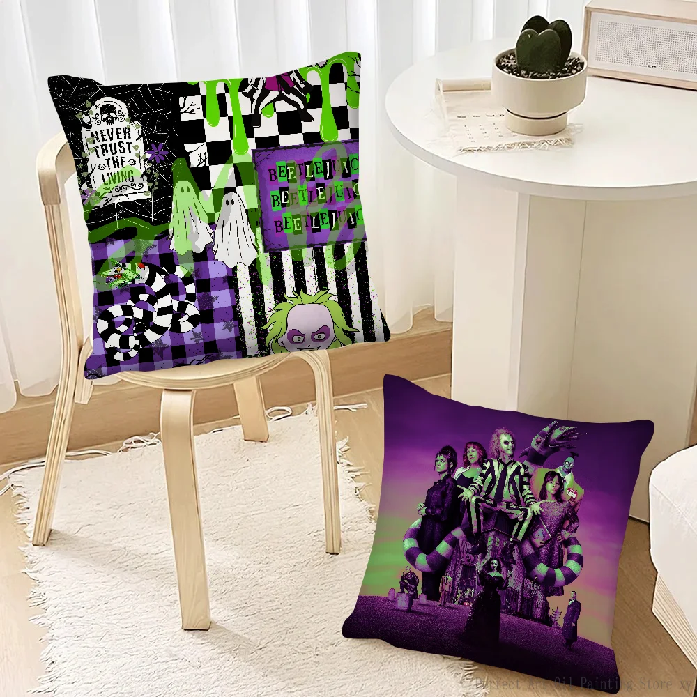 Horror Movies Beetlejuice Pillow Case Fashion Square Pillowcase Bedroom Sofa Room Ins Decoration Leisure Cushion Cover 40x40