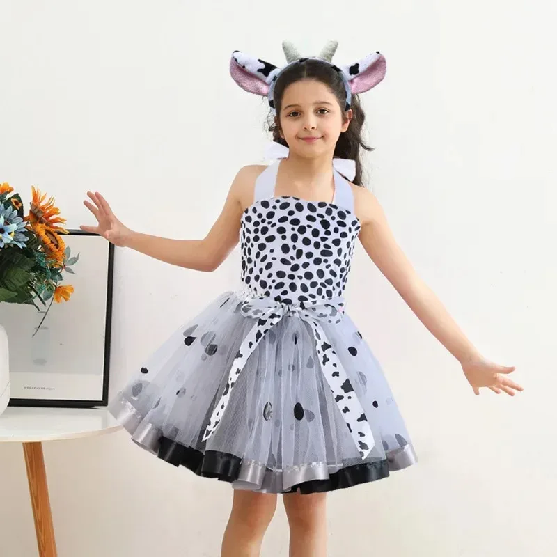 

Child Girls Dot Prints Pageant Dress Cosplay Costume for Children Tutu Dresses Performance Dance Sets Cute Kid Festival Vestidos