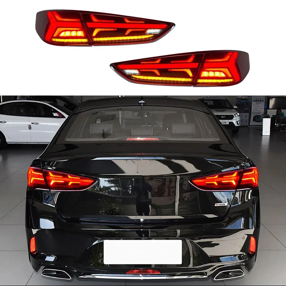 Car LED Taillight For Hyundai Sonata 9 2018-2022 Modified Tail Lamp With Streamer Turn Signal Rear Light Automobile Assembly