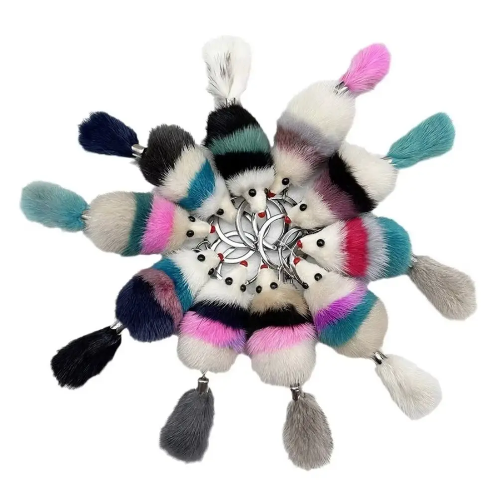 3PCS Mink Fur Mink Fur Keychain Mini Size Plush Plush Toy Keychain Soft Touch Animal Shape Cartoon Animal Key Ring Kids Toys