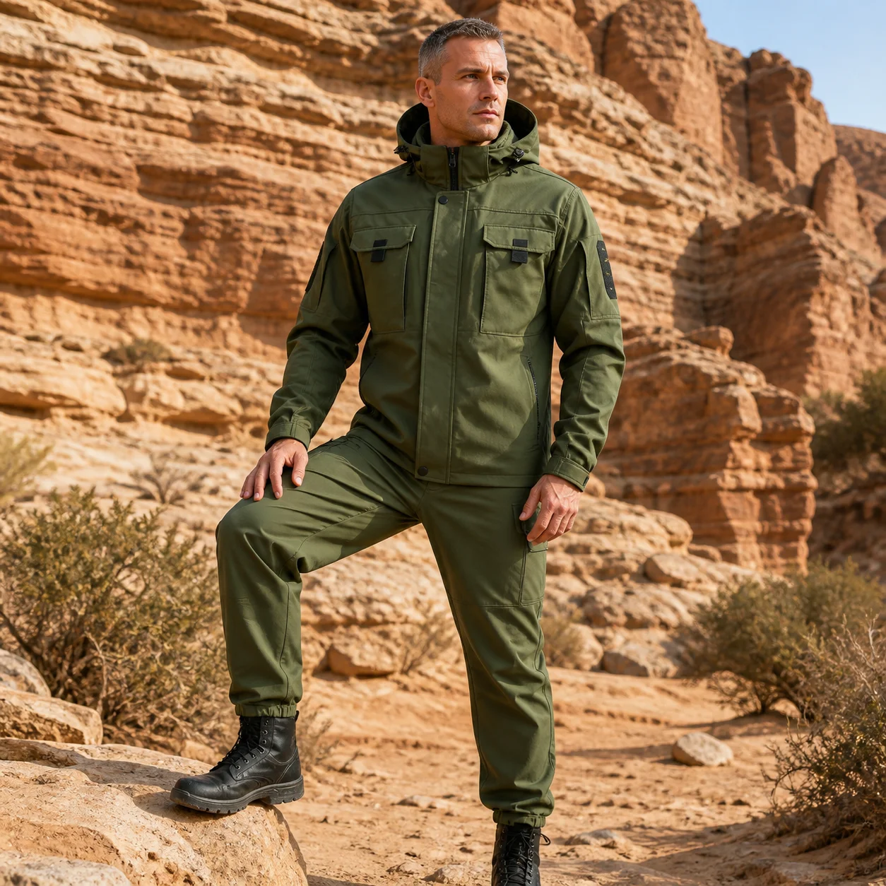 Tactical Outerwear Soft Shell Set Fleece Lined Jacket Waterproof Breathable Workwear Loose Fit Hiking Camping Outdoor Sports