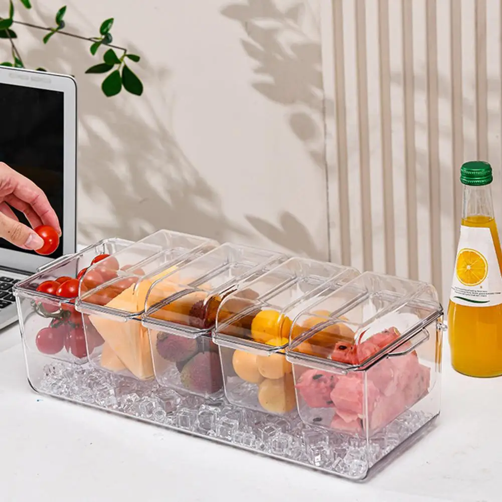 Egg Storage Box Capacity Refrigerator Crisper Food Storage Container with 5 Compartments Dustproof Lid for Organizing