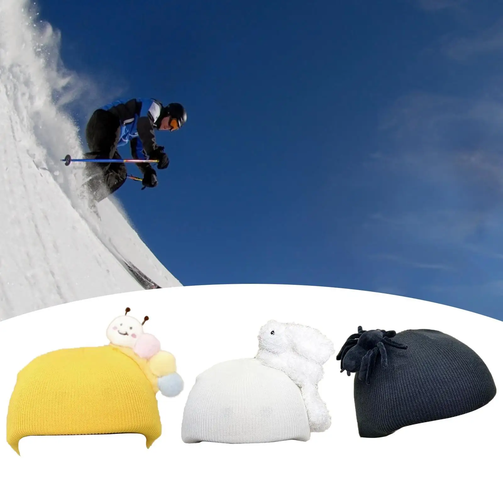 Stretchy Knit Helmet Cover for Ski Snowboard Skateboard Cute Design Fits