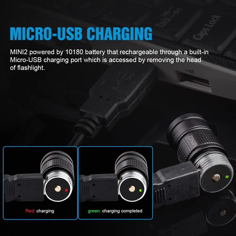 Trustfire Mini2 Linterna LED EDC recargable USB IPX8 - imagen 2