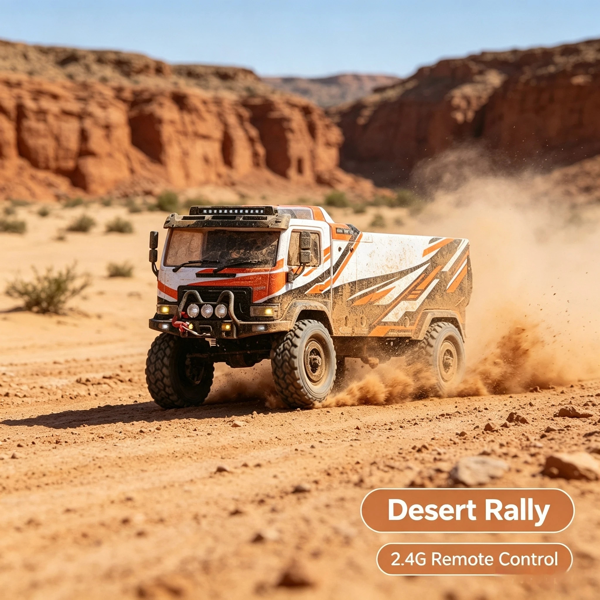 HobbyPlus DKR-4 Fortis 1/18 4WD RC Rally Truck RTR Electric Charge Version,2.4G Remote Control Offroad Desert Racing Hobby Model