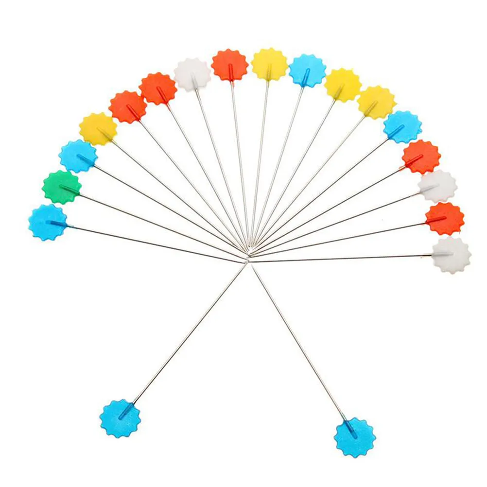 100Pcs Plum Blossom Head Plastic Flat Head Pins Perfect for Sewing Patchwork DIY Crafts Random Color Patchwork Pins