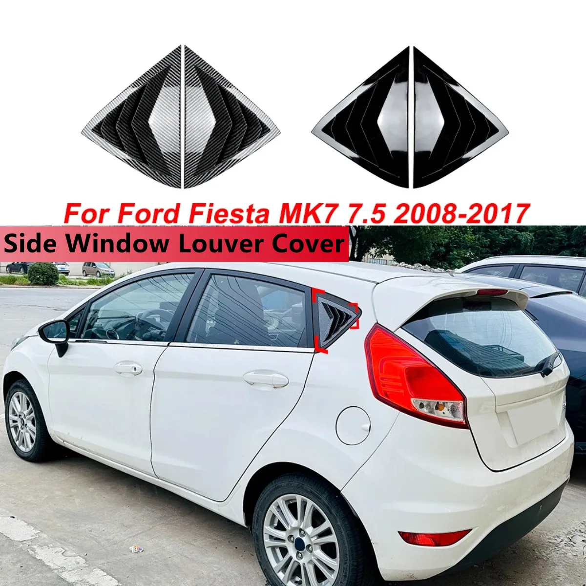 Paar hintere Seitenfensterverkleidung Spoiler für Ford Fiesta MK7 7,5 2008–2017 Fensterladenabdeckung Lamellenluftöffnungen