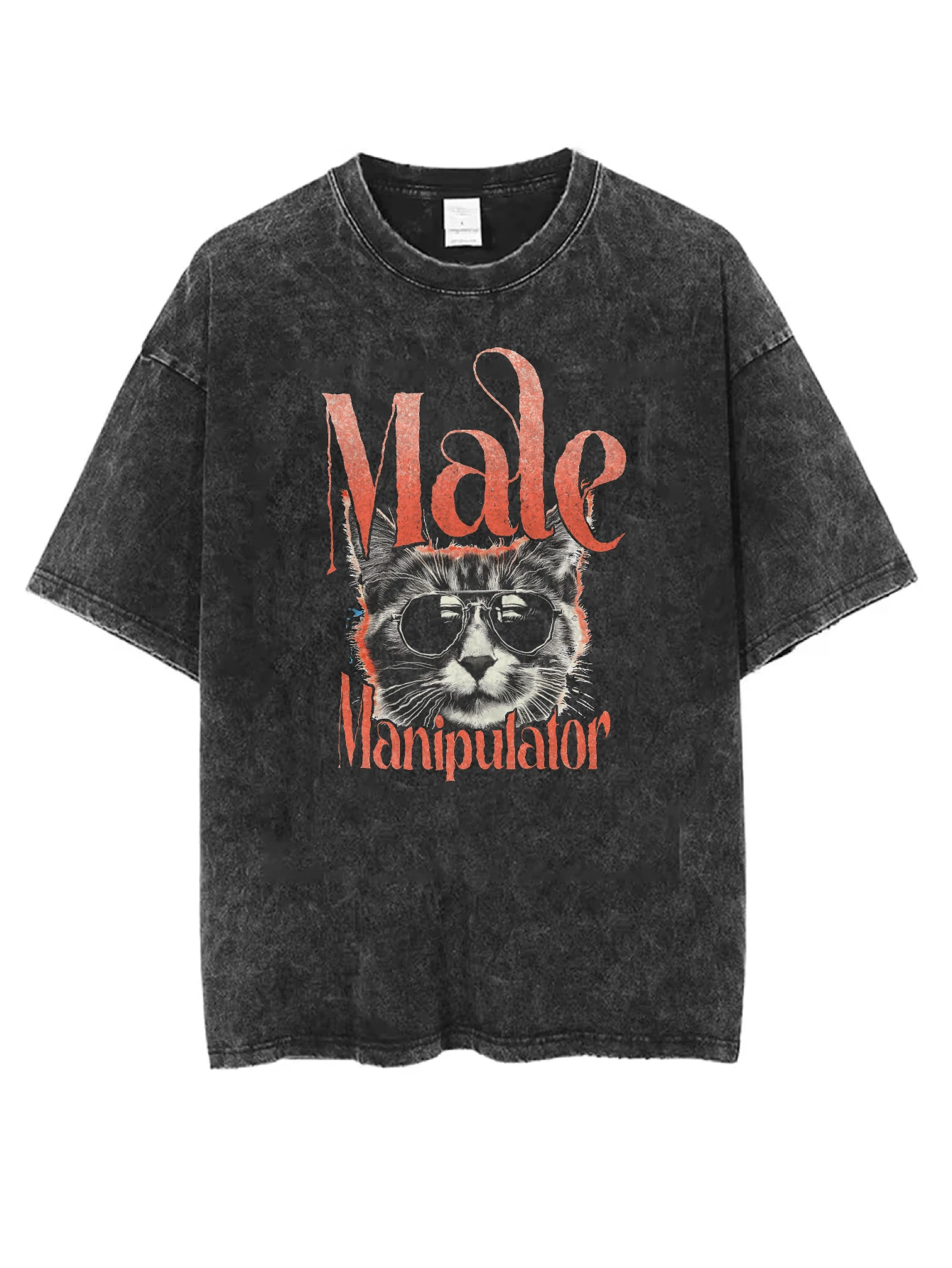 

Male Manipulator I See Stupid People Black Washed Round Neck T-Shirt Loose Comfortable Perfect for Men Women in Winter Christmas