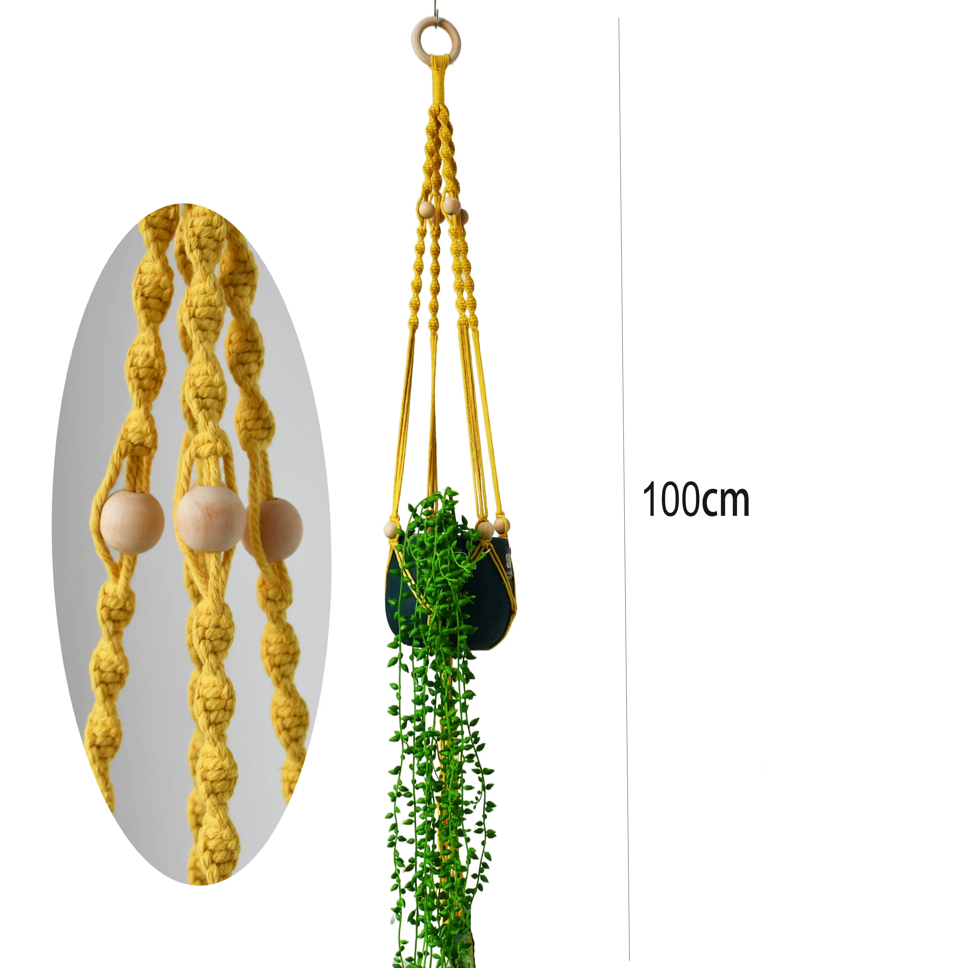 Macrame plant hanger for pot handmade hanger for plant macrame pot hanging with wood bead