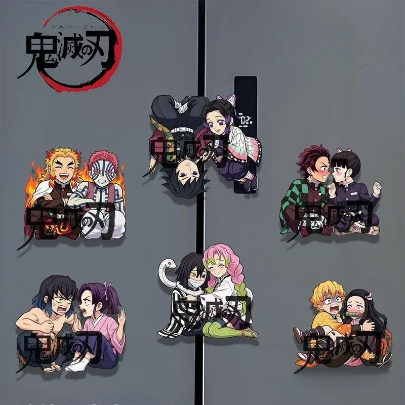 

6PCS Ghostblade Cute Acrylic Magnetic Refrigerator Sticker Kitchen Decoration High Beauty Trendy Pattern Jewelry Surrounding