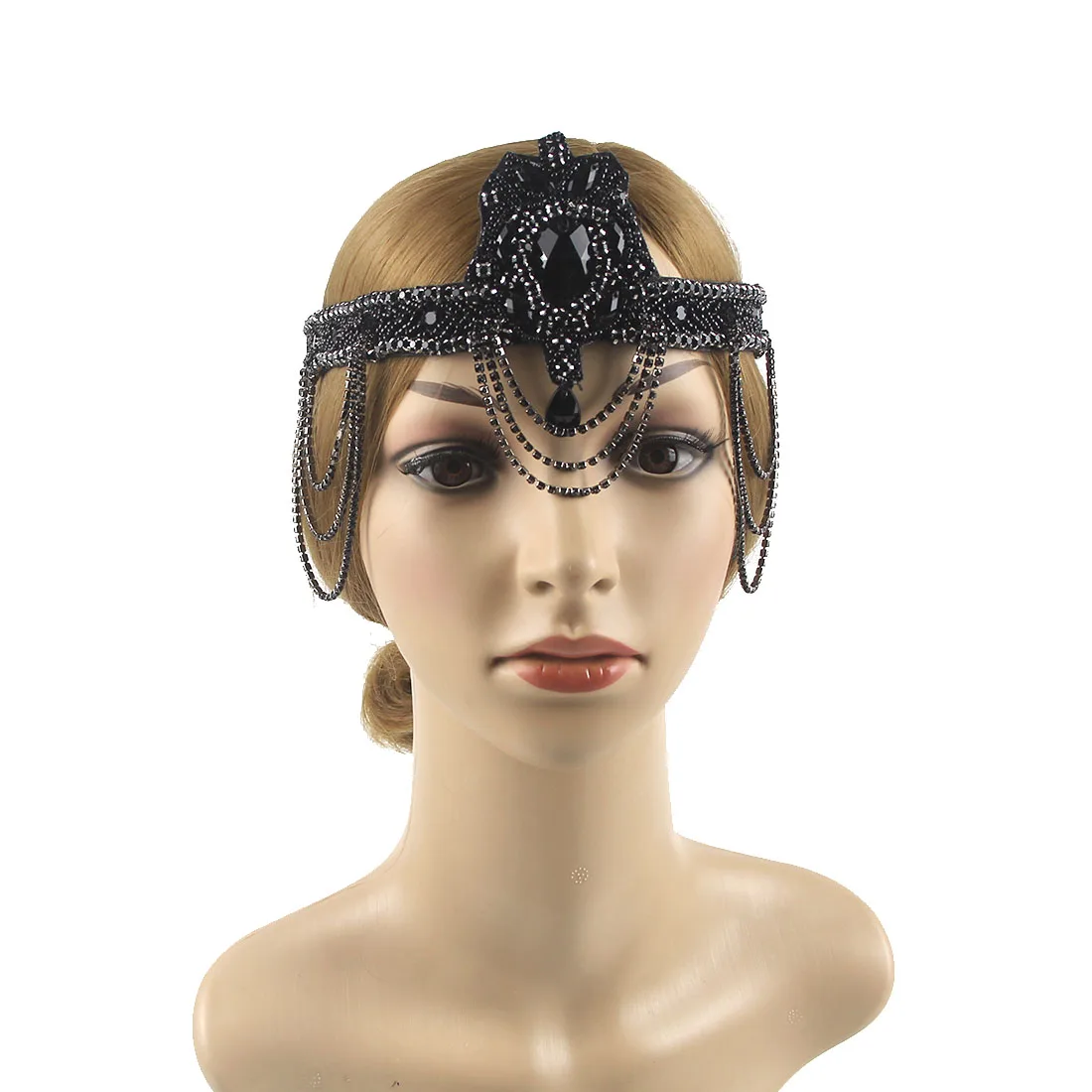 1920s Headpiece Feather Flapper Headband Great Gatsby Headdress Vintage Woman Unisex Halloween Party Wear Decor Hair Accessories - view 3