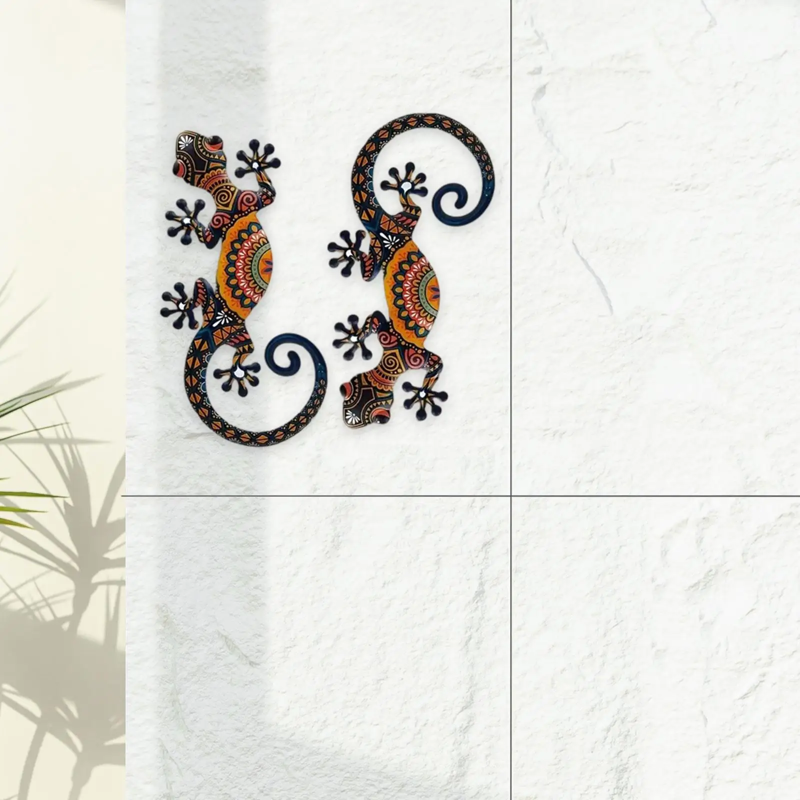 2Pcs Metal Gecko Wall Art Decorative 5.91inch Indoor Outdoor Ornaments Metal Wall Art for Bathroom