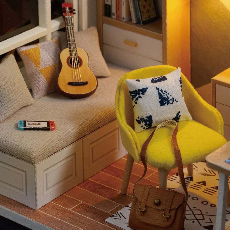 ใหม่มินิมินิเอเจอร์บ้านตุ๊กตา DIY ชุดโมเดล 3D ปริศนาไม้ทำห้องของเล่นสร้างสรรค์ที่ไม่ซ้ำกันของตกแต่งตั้งโต๊ะของขวัญสำหรับเด็ก