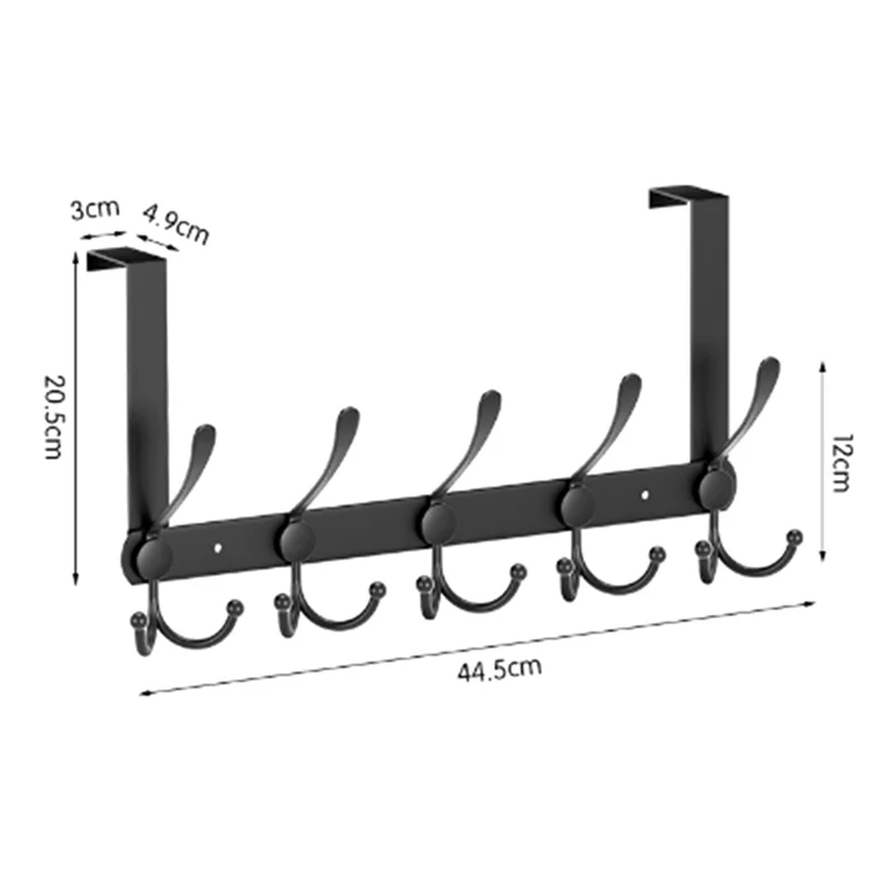 Ultra Matte Black Over-The-Door Metal Coat Rack Kit - Robust, Space-Saving, Easy-To-Install
