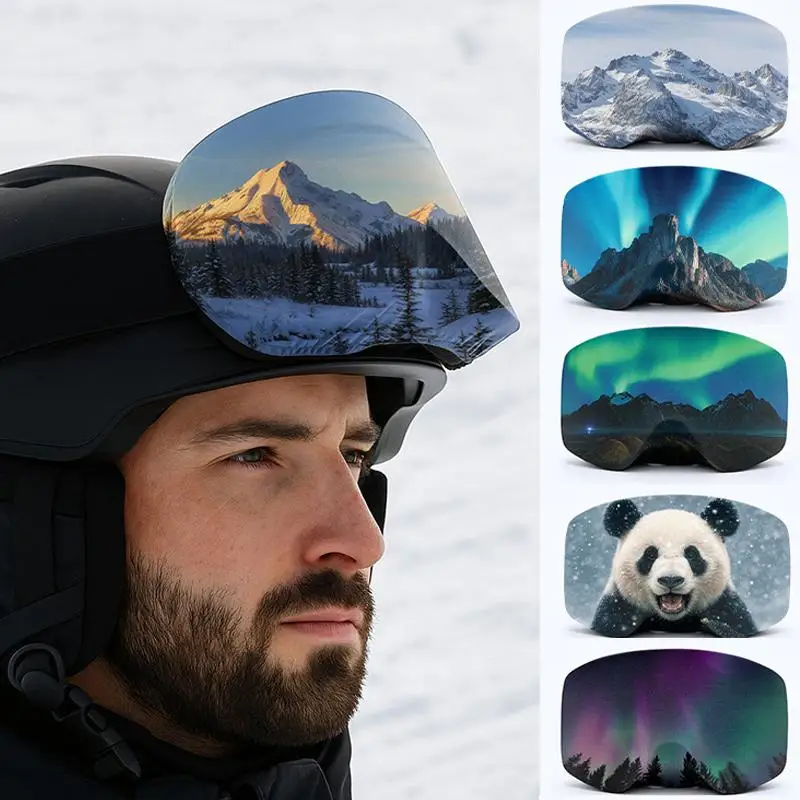 

Fashion Snow Mountain Starry Print Dust-proof Scratch-Proof Ski Eyewear Cover Portable Storage Ski Goggles Protective Cover