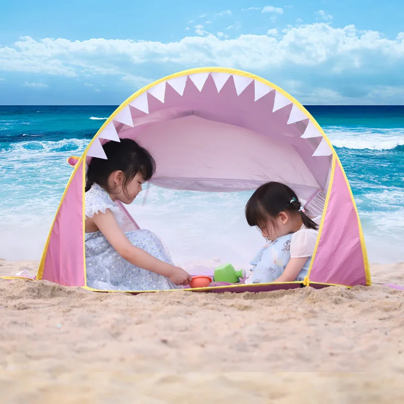 Uv-protecting Beach Tent Portable Shark Baby Sun Shelter Pop Up with Pool for Infant Outdoor Toy Summer Kid Swimming Play House