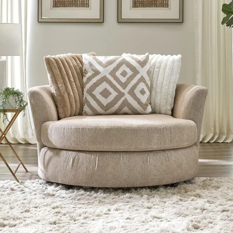 Bantal Kursi T Transisi dengan Kaki Kayu dan Lengan Melengkung, Finishing Cokelat Muda