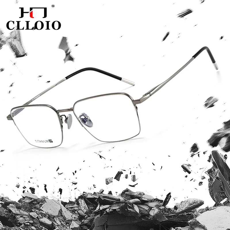 

CLLOIO Minimalist Style Ultralight Titanium Square Frame Myopia Glasses For Men Anti Blue Ray Multifocal Prescription Eyeglasses