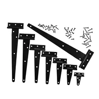2Pcs 2/3/4/5/6/8/10/12 Inch T Shape Heavy Duty Hinge Wooden outside shed Door Barn Gates Hinge Furniture Hardware w/screws Black