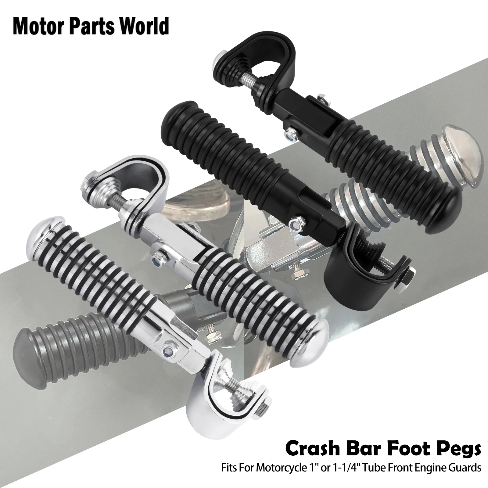 

Universal Motorcycle Foot Pegs 1" 1.25" Engine Highway Crash Bar Footrests Pedals For Harley Dyna Softail Touring Road King