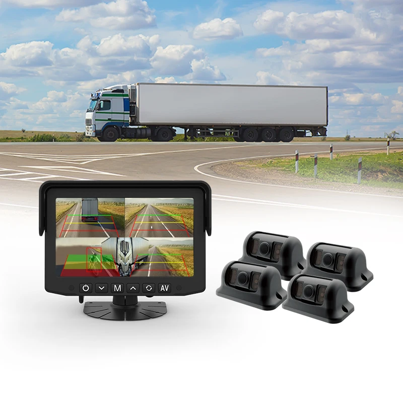 4 Channel Vehicle CCTV AI BSD Quad Split Display Monitor Reverse Backup Camera For Truck RV